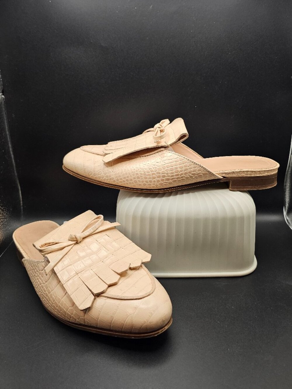 J.Crew Croc‑Embossed Fringe Loafers – Beige Neutral – Size 7